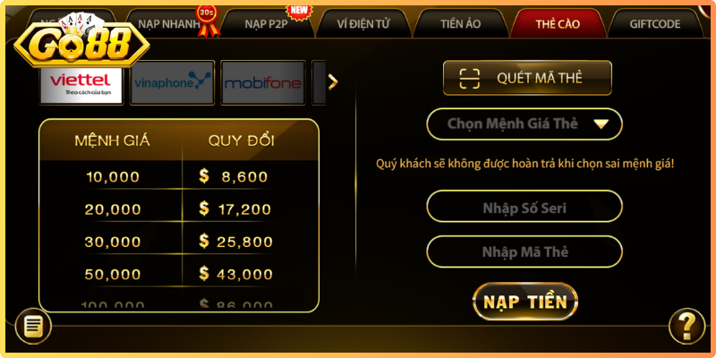 Nạp Tiền Go88 Hướng Dẫn Giao Dịch Nhanh A - Z Cho Anh Em 2 Các phương thức nạp tiền Go88 phổ biến, bảo mật an toàn 2026